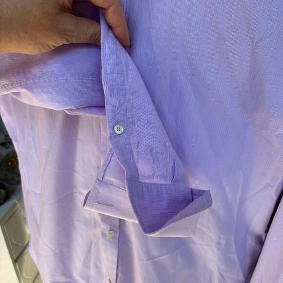 Burberry London Men’s 16.5-42 White Pink Striped Button Up Designer Dress Shirt - Picture 5 of 14